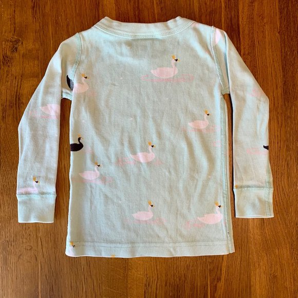 HANNA ANDERSSON Girls Pajamas 2 2T 80/85 Swan Cotton Long John PJs Toddler Girl - Picture 3 of 10